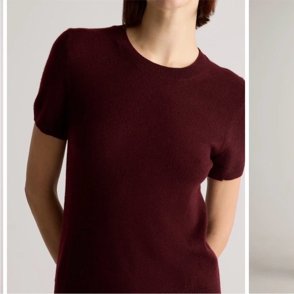Quince Rich Burgundy Cashmere Short Sleeve Top
